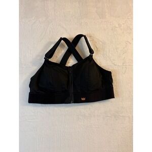 SHEFIT Black High Impact Sports Bra Front Zip Adjustable Support